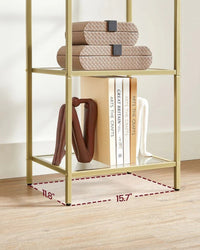 Tempered Glass Bookcase 4 Or 5 Tier Slim Shelving Unit – product view 20 | Amaraloft