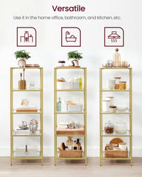 Tempered Glass Bookcase 4 Or 5 Tier Slim Shelving Unit – product view 22 | Amaraloft
