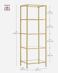 Tempered Glass Bookcase 4 Or 5 Tier Slim Shelving Unit – product view 23 | Amaraloft