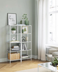 Tempered Glass Bookcase 4 Or 5 Tier Slim Shelving Unit – product view 24 | Amaraloft