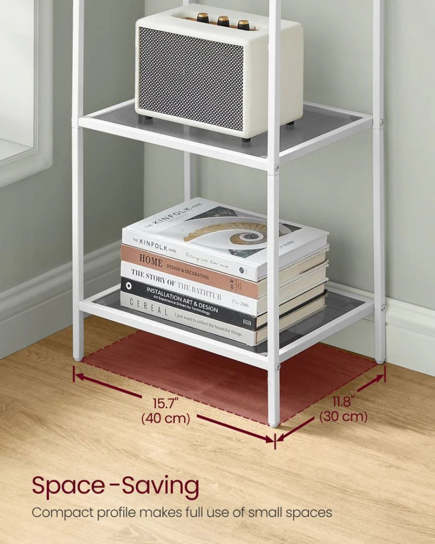Tempered Glass Bookcase 4 Or 5 Tier Slim Shelving Unit – product view 25 | Amaraloft