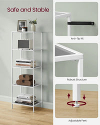 Tempered Glass Bookcase 4 Or 5 Tier Slim Shelving Unit – product view 27 | Amaraloft