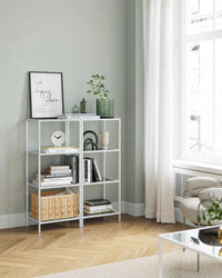 Tempered Glass Bookcase 4 Or 5 Tier Slim Shelving Unit – product view 30 | Amaraloft