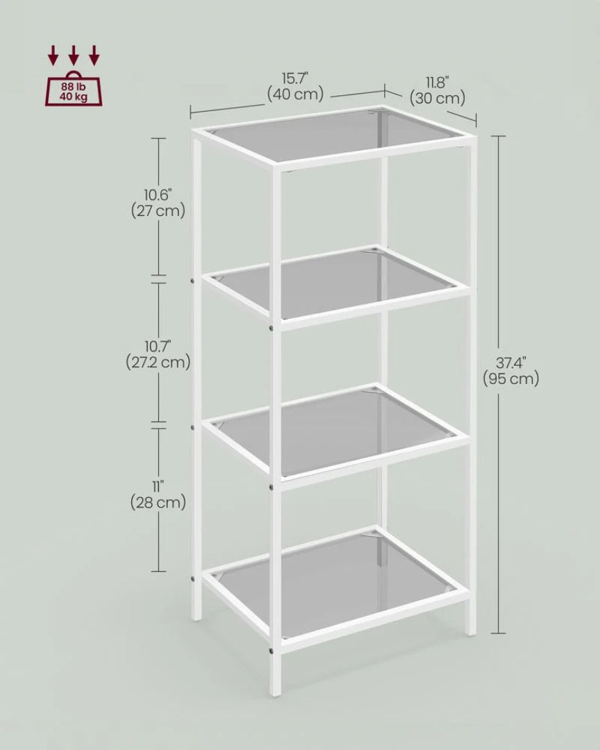 Tempered Glass Bookcase 4 Or 5 Tier Slim Shelving Unit – product view 31 | Amaraloft