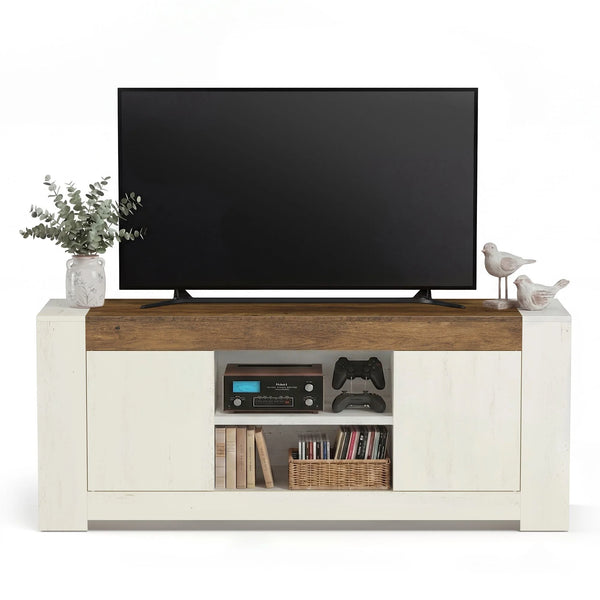 TV Stand, Farmhouse Entertainment Center With Storage Cabinets, Media Console - product photo 02
