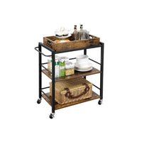 Bar Cart With Wheels 3-Tier Industrial Serving Cart With Tray – product view 2 | Amaraloft