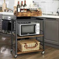 Bar Cart With Wheels 3-Tier Industrial Serving Cart With Tray – product view 3 | Amaraloft