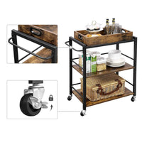 Bar Cart With Wheels 3-Tier Industrial Serving Cart With Tray – product view 7 | Amaraloft