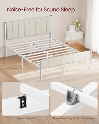 Upholstered Metal Bed Frame With Headboard And Footboard, Twin To Queen - product photo 17