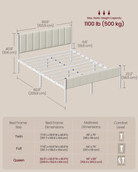 Upholstered Metal Bed Frame With Headboard And Footboard, Twin To Queen - product photo 18