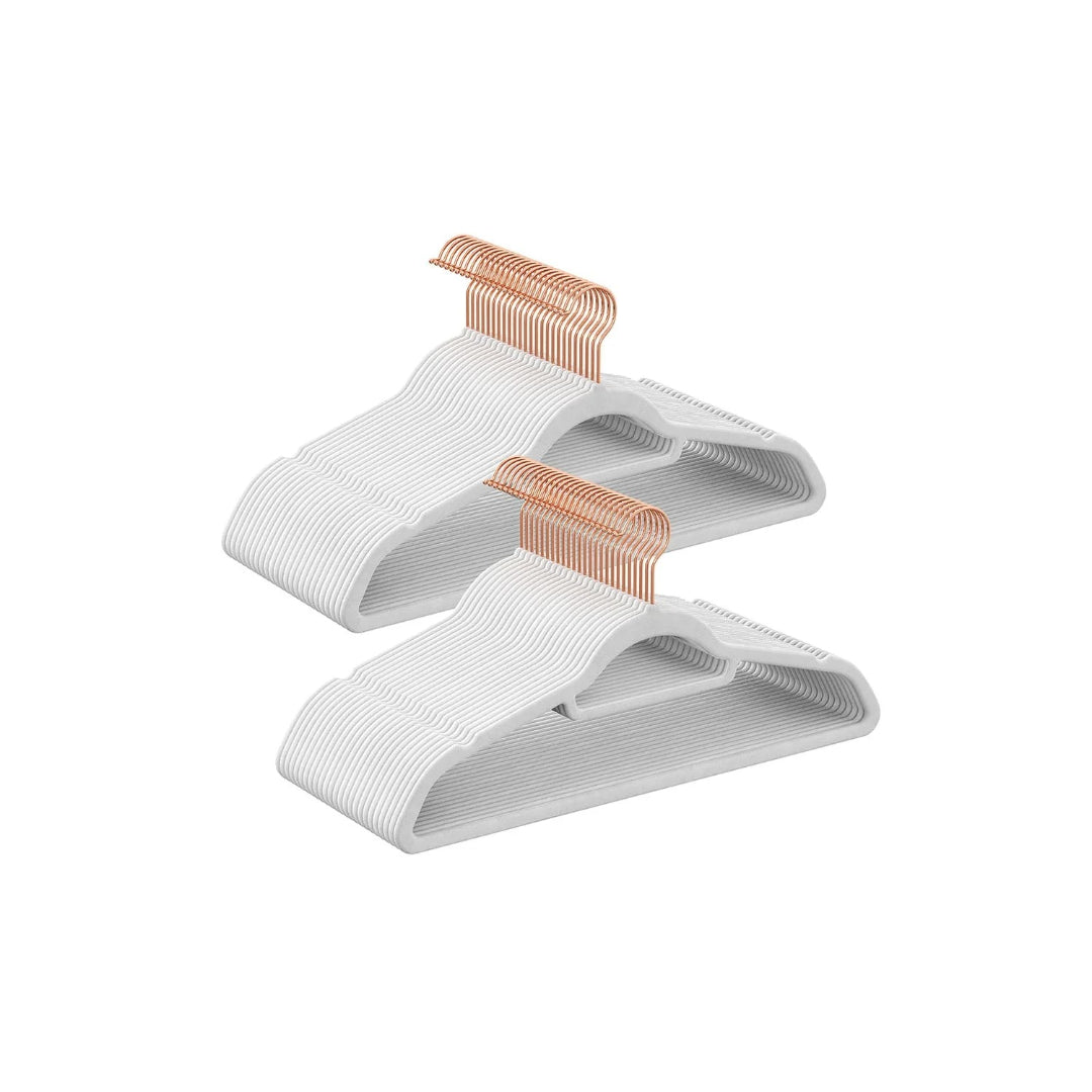 Velvet Clothes Hangers Set Of 50 Or 60 With Rose Gold Hook – product view 1 | Amaraloft