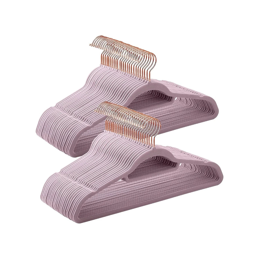 Velvet Clothes Hangers Set Of 50 Or 60 With Rose Gold Hook – product view 2 | Amaraloft