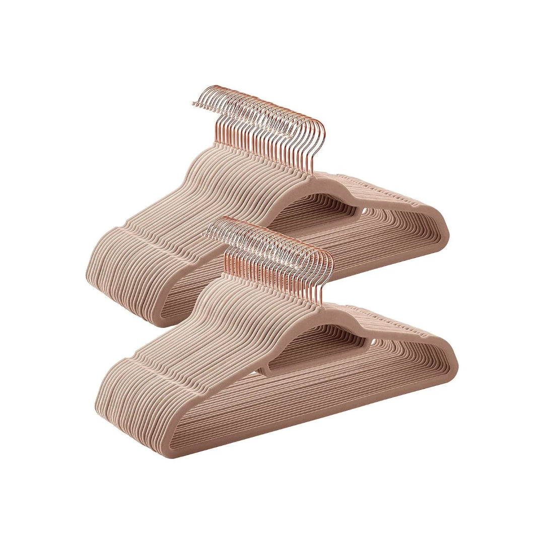 Velvet Clothes Hangers Set Of 50 Or 60 With Rose Gold Hook – product view 3 | Amaraloft