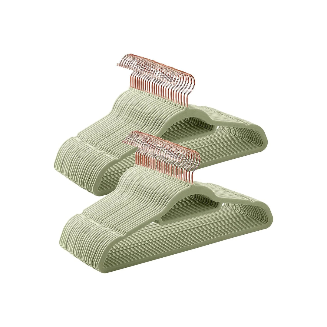 Velvet Clothes Hangers Set Of 50 Or 60 With Rose Gold Hook – product view 4 | Amaraloft