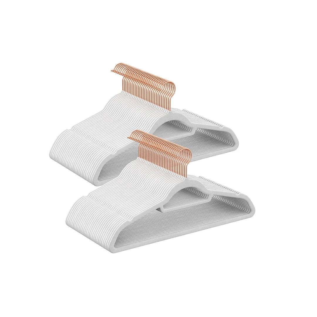 Velvet Clothes Hangers Set Of 50 Or 60 With Rose Gold Hook – product view 7 | Amaraloft