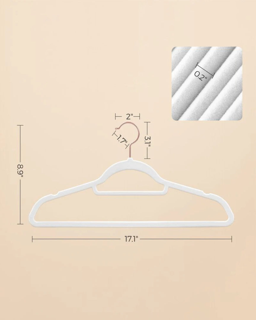 Velvet Clothes Hangers Set Of 50 Or 60 With Rose Gold Hook – product view 13 | Amaraloft