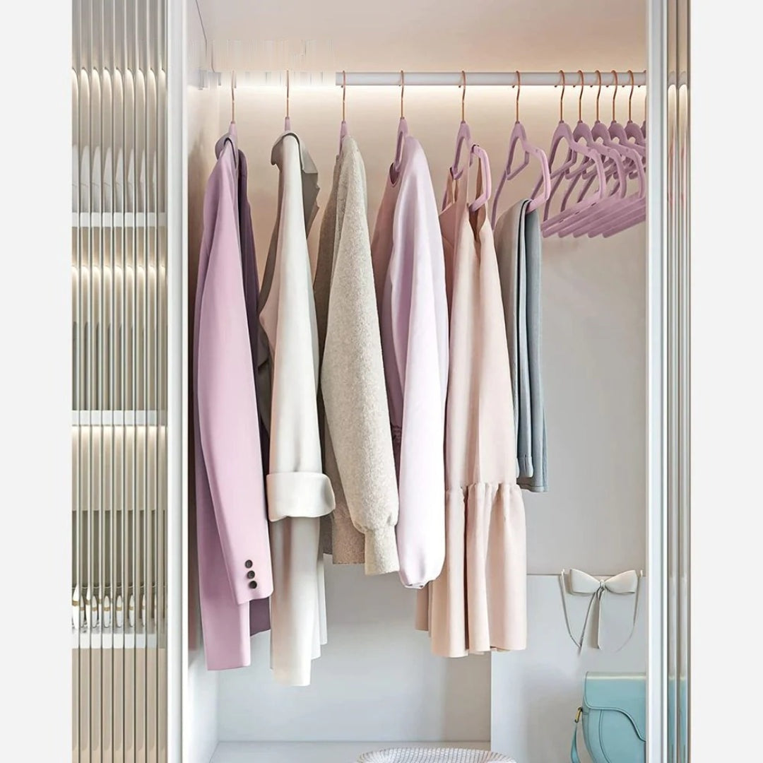 Velvet Clothes Hangers Set Of 50 Or 60 With Rose Gold Hook – product view 14 | Amaraloft