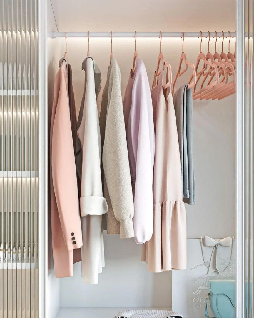 Velvet Clothes Hangers Set Of 50 Or 60 With Rose Gold Hook – product view 18 | Amaraloft