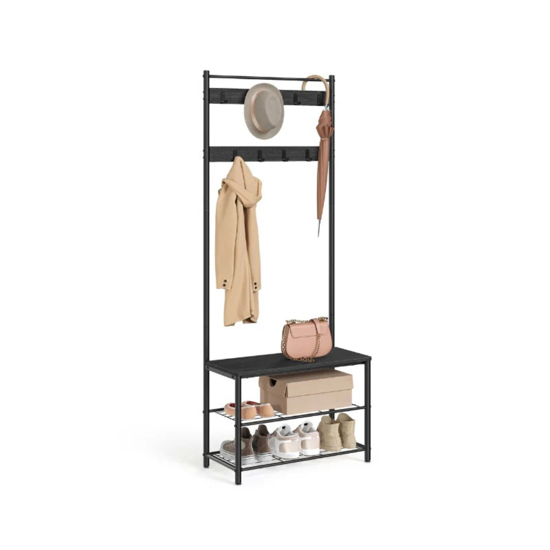 Coat Rack With Shoe Storage Bench And 9 Hooks Entryway Hall Tree – product view 3 | Amaraloft