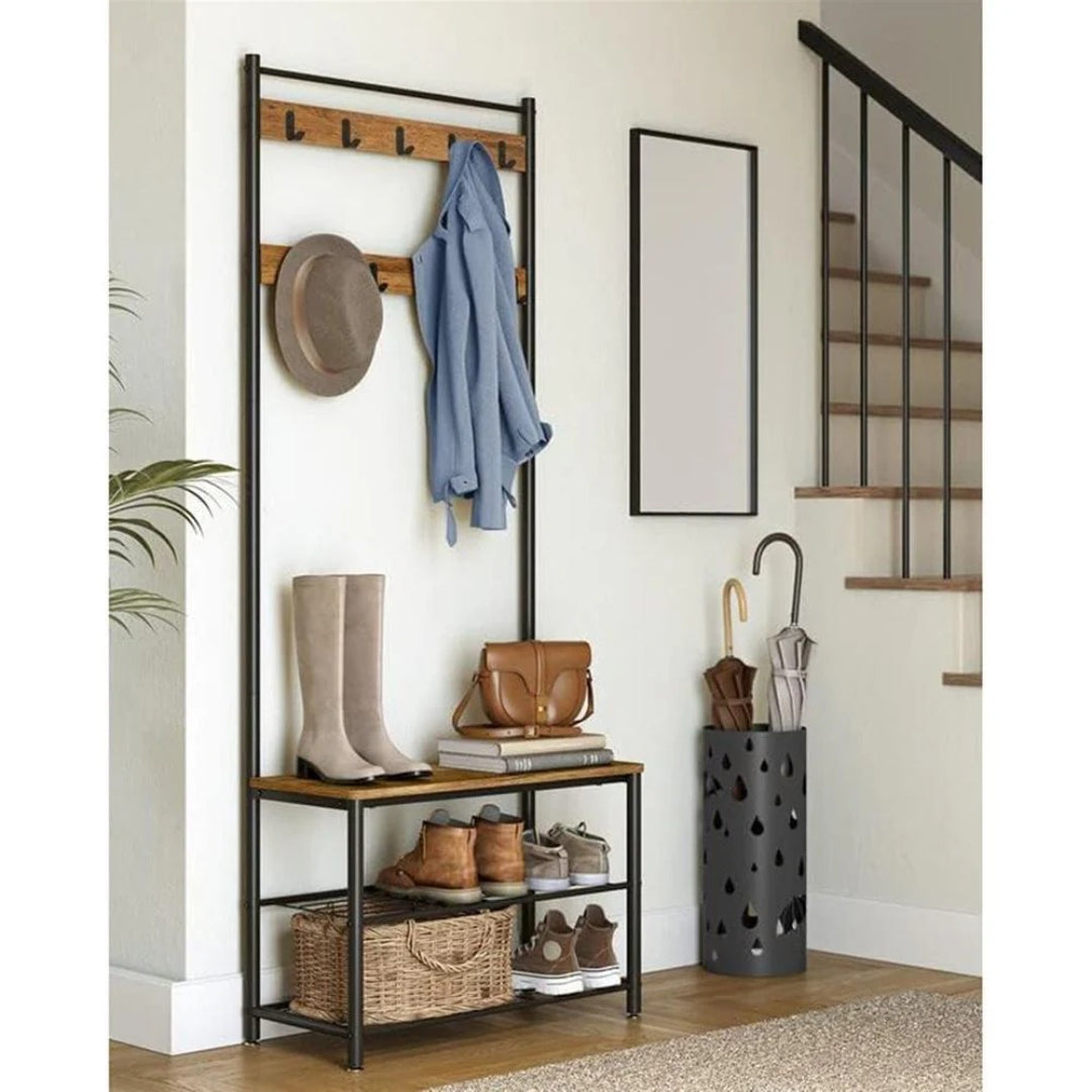 Coat Rack With Shoe Storage Bench And 9 Hooks Entryway Hall Tree – product view 13 | Amaraloft