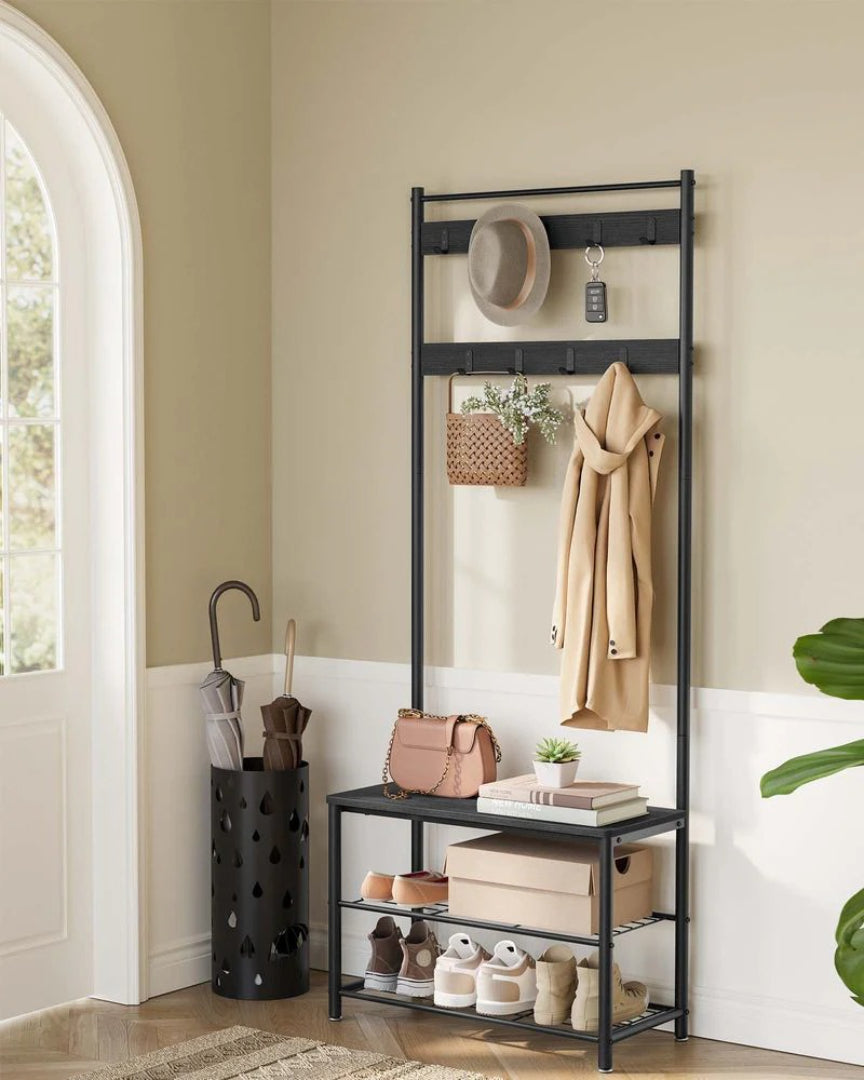 Coat Rack With Shoe Storage Bench And 9 Hooks Entryway Hall Tree – product view 14 | Amaraloft