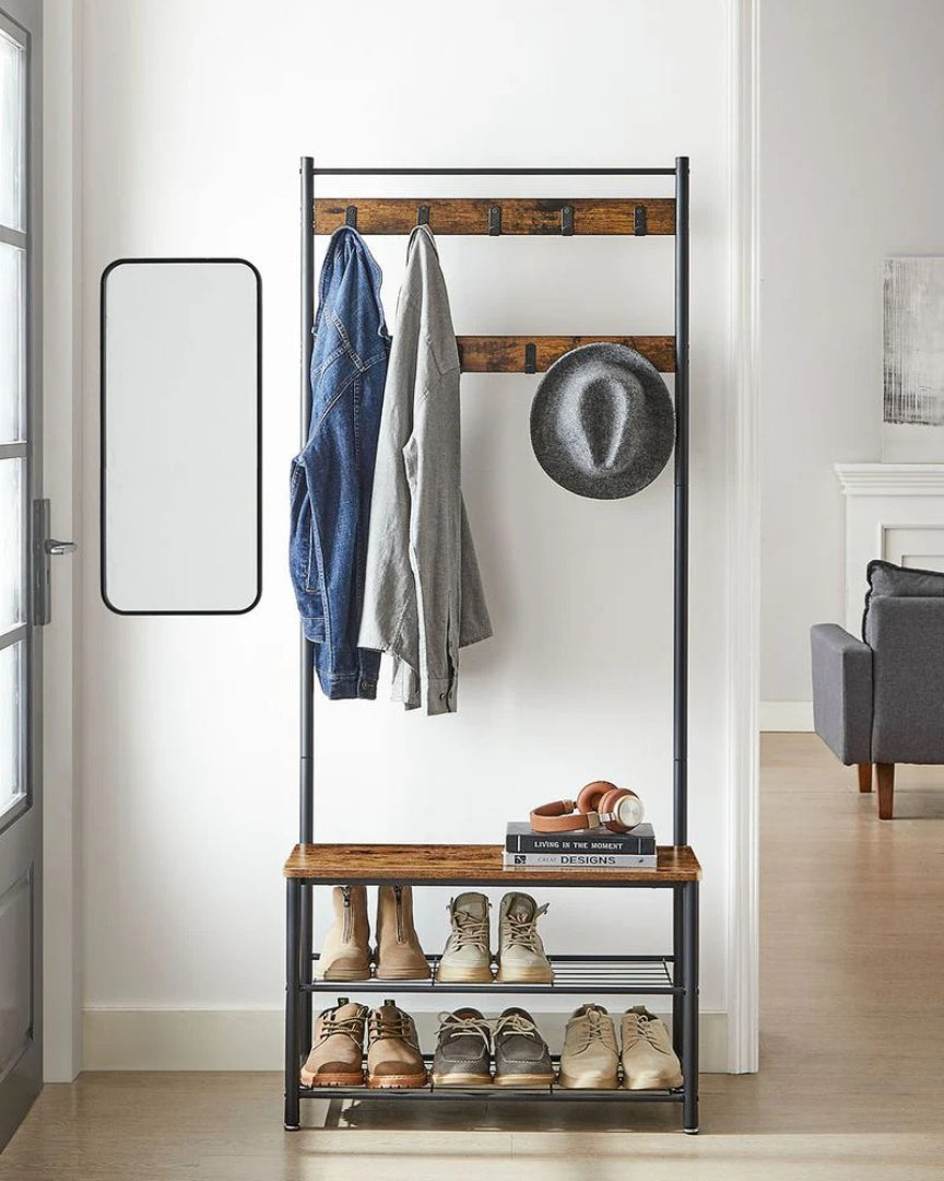 Coat Rack With Shoe Storage Bench And 9 Hooks Entryway Hall Tree – product view 15 | Amaraloft