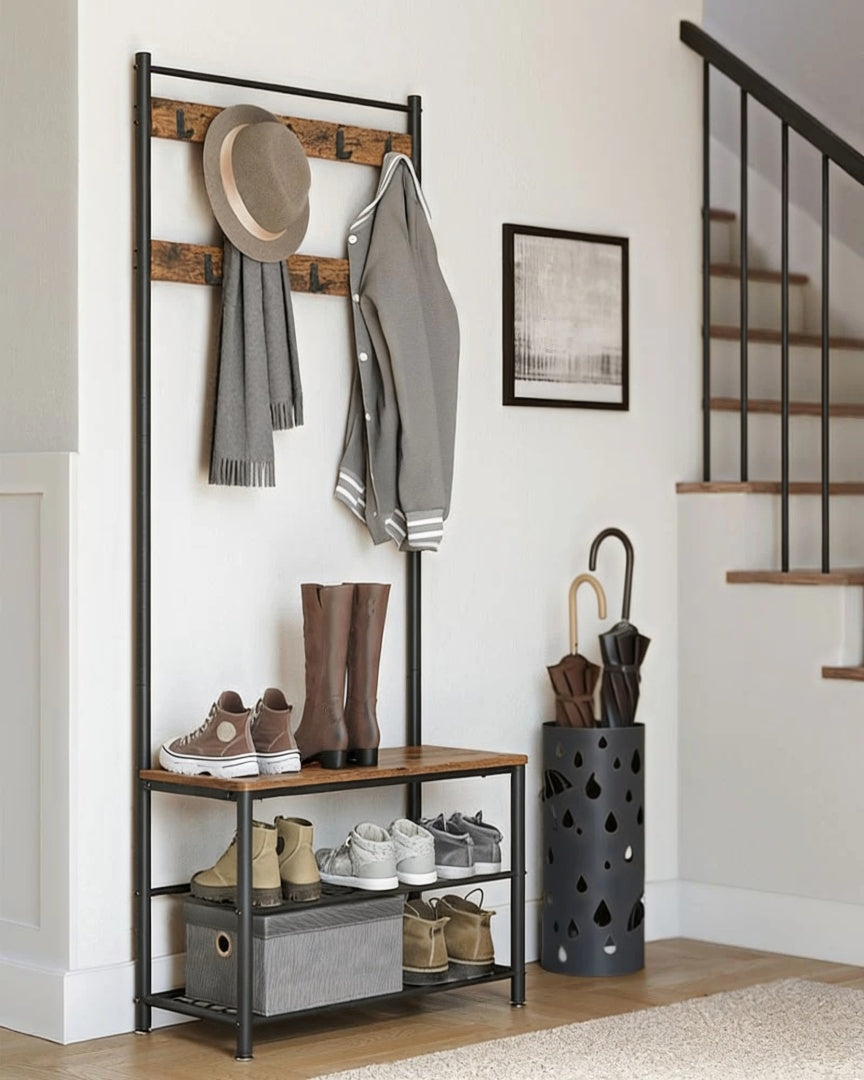 Coat Rack With Shoe Storage Bench And 9 Hooks Entryway Hall Tree – product view 16 | Amaraloft