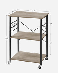 Vintage Kitchen Shelf With 6 Hooks And Lockable Wheels, Bakers Rack - product photo 21