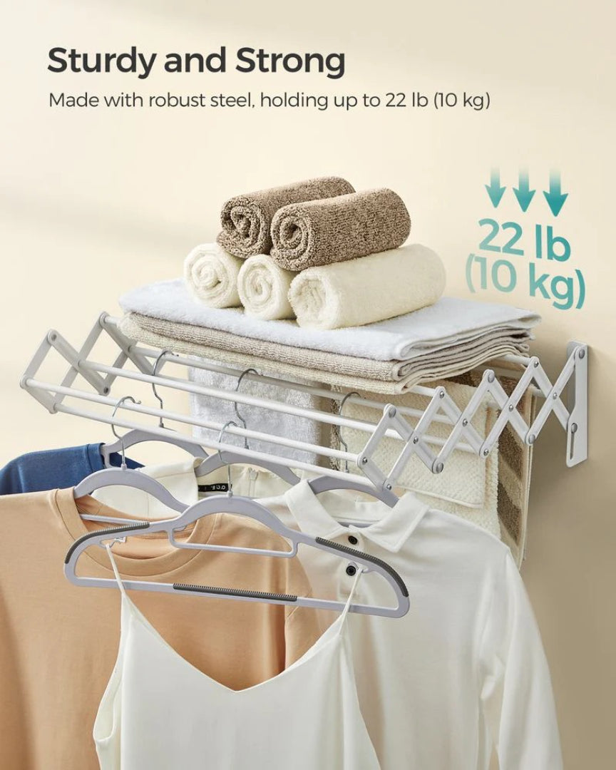 Wall Mounted Clothes Drying Rack Expandable 9 Rod Steel Airer – product view 7 | Amaraloft