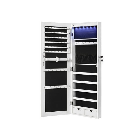 Wall Mounted Jewelry Armoire Cabinet With Mirror LED Lights – product view 1 | Amaraloft