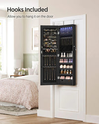 Wall Mounted Jewelry Armoire Cabinet With Mirror LED Lights – product view 18 | Amaraloft