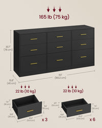 Wide Drawer Dresser For Bedroom, 63.1 Inch TV Stand And Chest Of Drawers - product photo 13