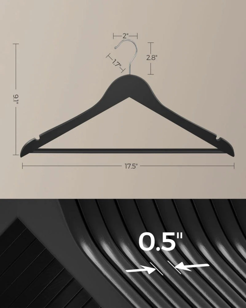 Wood Coat Hangers 20 Pack With Shoulder Notches – product view 10 | Amaraloft
