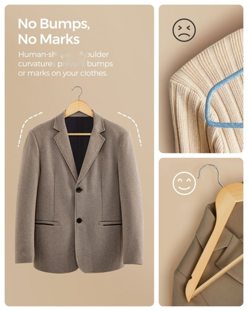 Wood Coat Hangers 20 Pack With Shoulder Notches – product view 14 | Amaraloft