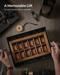 Wood Watch Box With Glass Lid 8 Or 12 Slot Organizer – product view 14 | Amaraloft