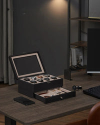 Wood Watch Box With Glass Lid 8 Or 12 Slot Organizer – product view 15 | Amaraloft