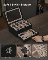 Wood Watch Box With Glass Lid 8 Or 12 Slot Organizer – product view 16 | Amaraloft