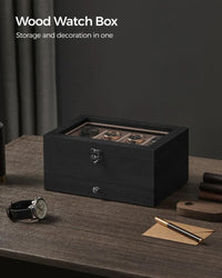 Wood Watch Box With Glass Lid 8 Or 12 Slot Organizer – product view 17 | Amaraloft