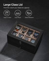 Wood Watch Box With Glass Lid 8 Or 12 Slot Organizer – product view 19 | Amaraloft