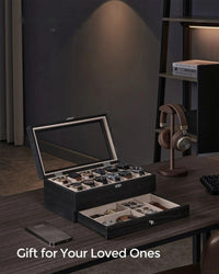 Wood Watch Box With Glass Lid 8 Or 12 Slot Organizer – product view 21 | Amaraloft