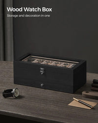 Wood Watch Box With Glass Lid 8 Or 12 Slot Organizer – product view 25 | Amaraloft
