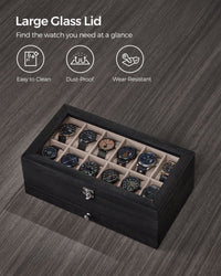 Wood Watch Box With Glass Lid 8 Or 12 Slot Organizer – product view 26 | Amaraloft