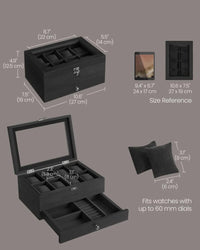 Wood Watch Box With Glass Lid 8 Or 12 Slot Organizer – product view 31 | Amaraloft