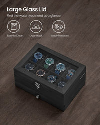 Wood Watch Box With Glass Lid 8 Or 12 Slot Organizer – product view 32 | Amaraloft
